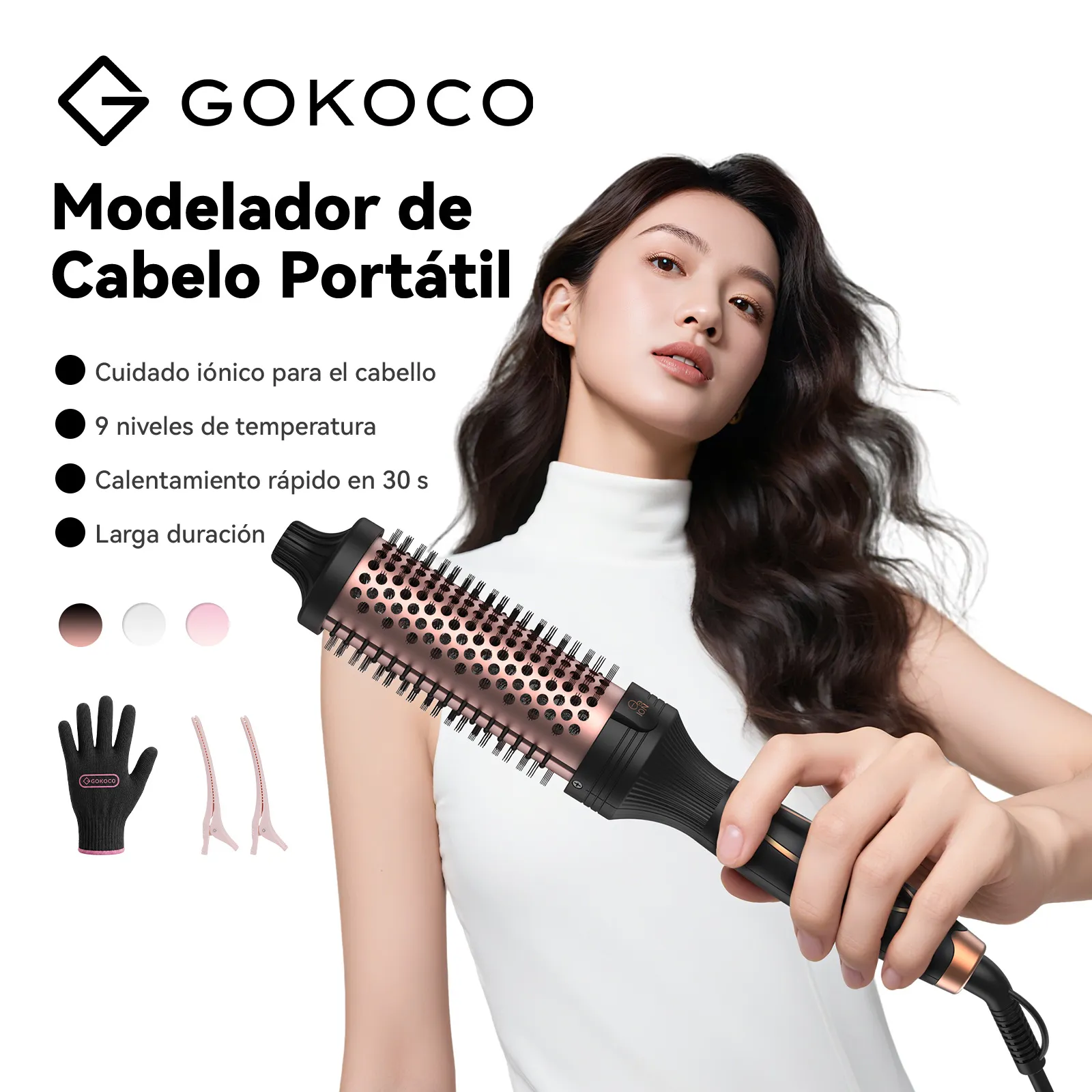 GOKOCO Escova Modeladora de Cabelo Bivolt | Efeito Salão em Minutos