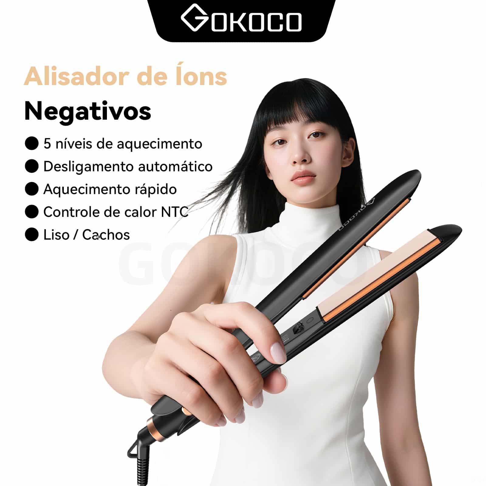 GOKOCO Prancha Alisadora de Cabelo Bivolt | Liso Perfeito Sem Frizz em Minutos