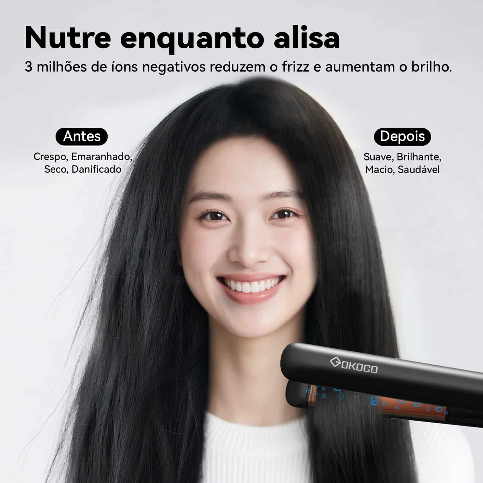 GOKOCO Prancha Alisadora de Cabelo Bivolt | Liso Perfeito Sem Frizz em Minutos