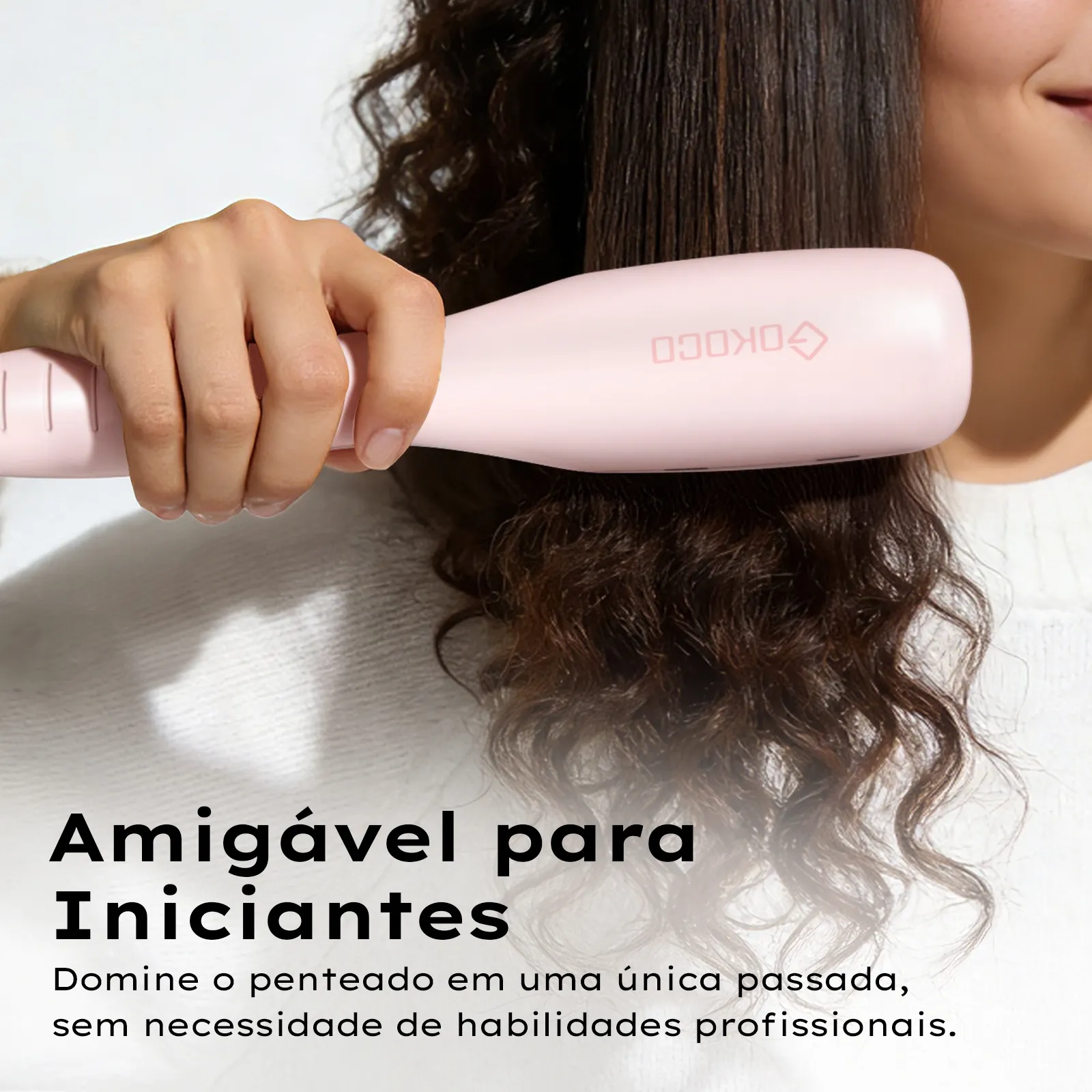 GOKOCO Escova Alisadora de Cabelo Bivolt com Íons Negativos | Alisamento Rápido e Sem Frizz