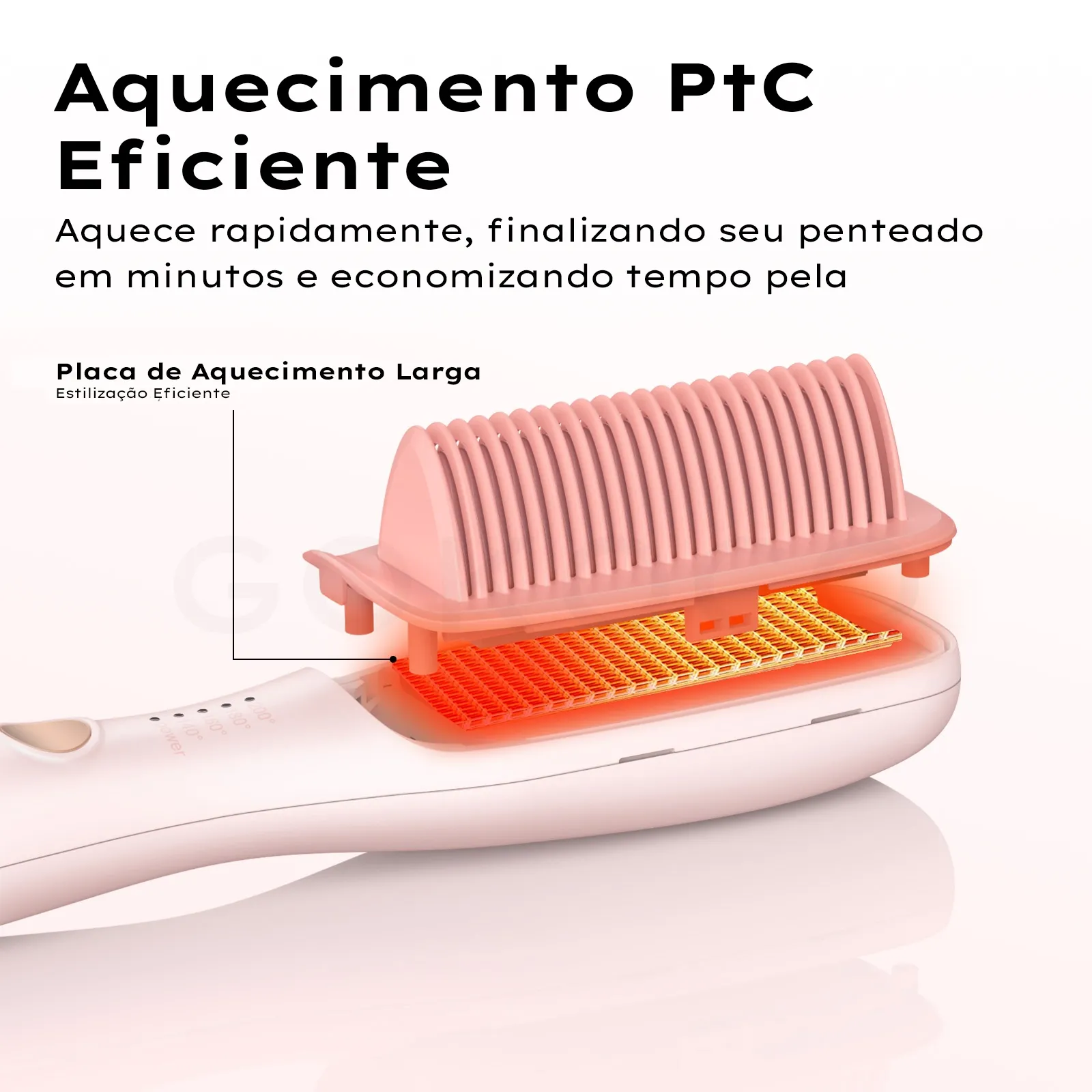GOKOCO Escova Alisadora de Cabelo Bivolt com Íons Negativos | Alisamento Rápido e Sem Frizz