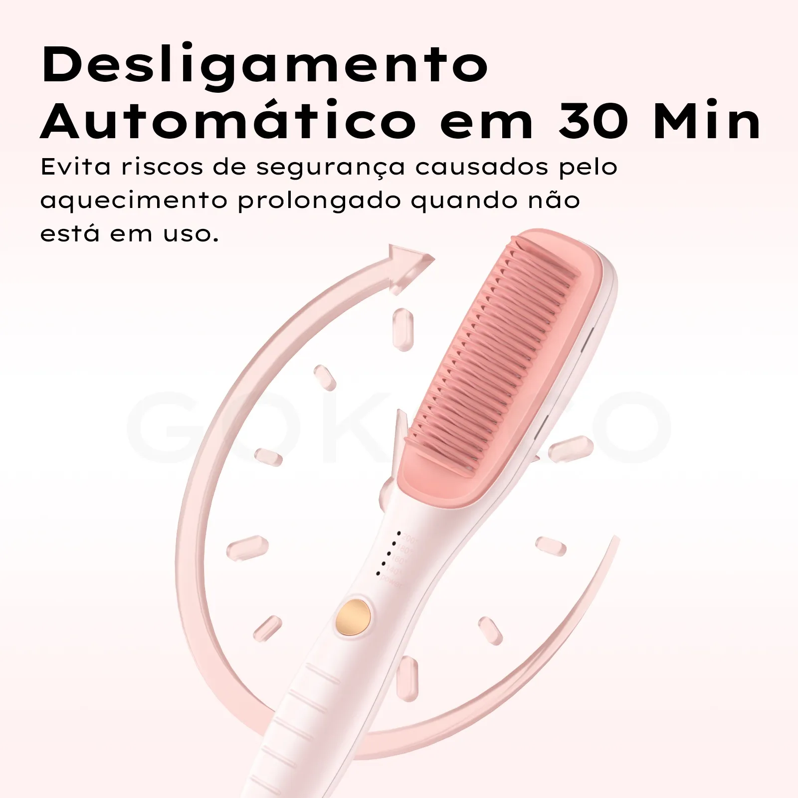 GOKOCO Escova Alisadora de Cabelo Bivolt com Íons Negativos | Alisamento Rápido e Sem Frizz