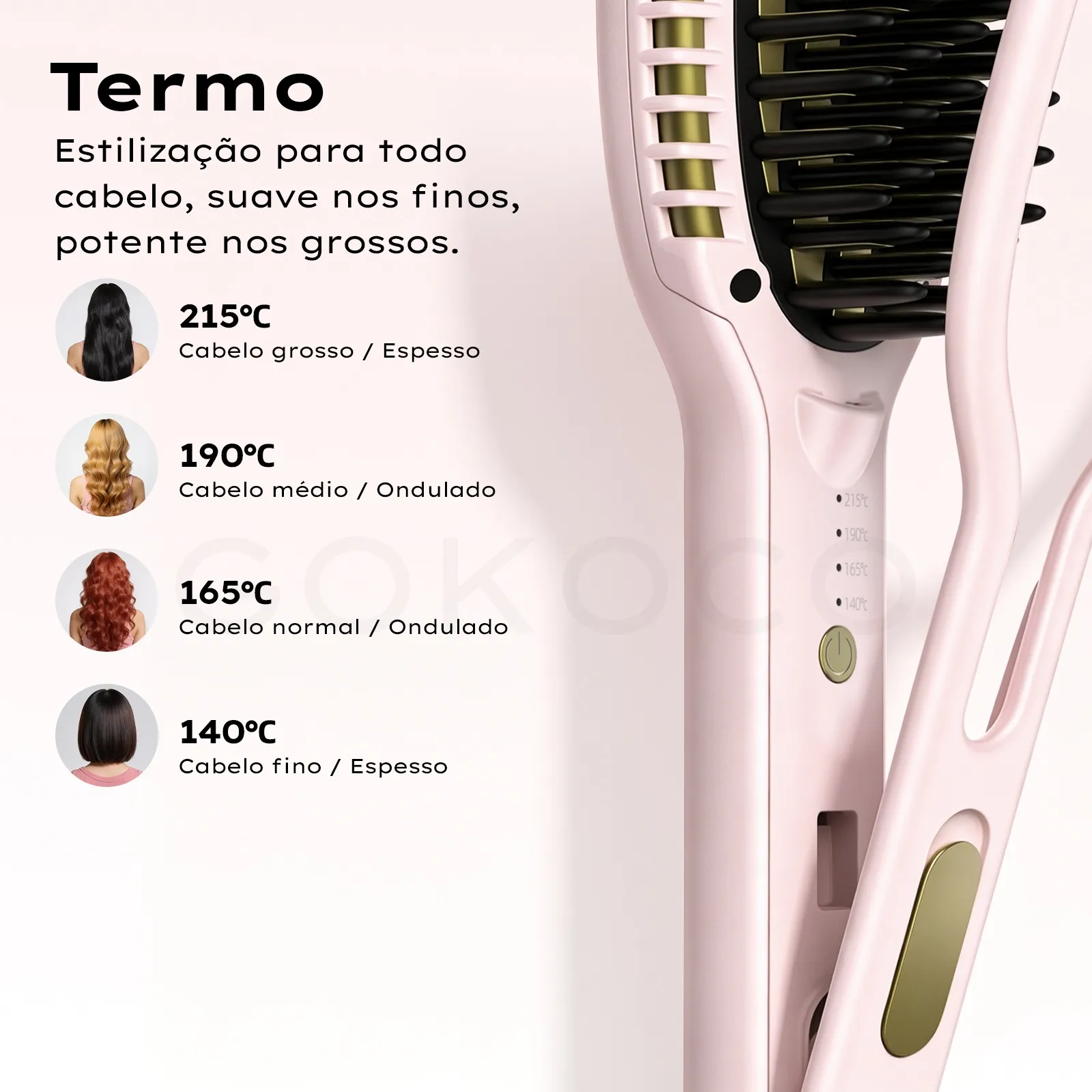 GOKOCO Escova Alisadora Iônica Bivolt | Liso Perfeito Sem Frizz