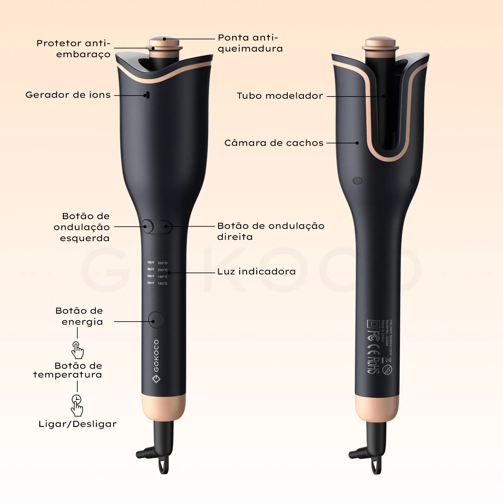 GOKOCO Modelador Automático de Cachos Bivolt | Cachos Duradouros em Minutos