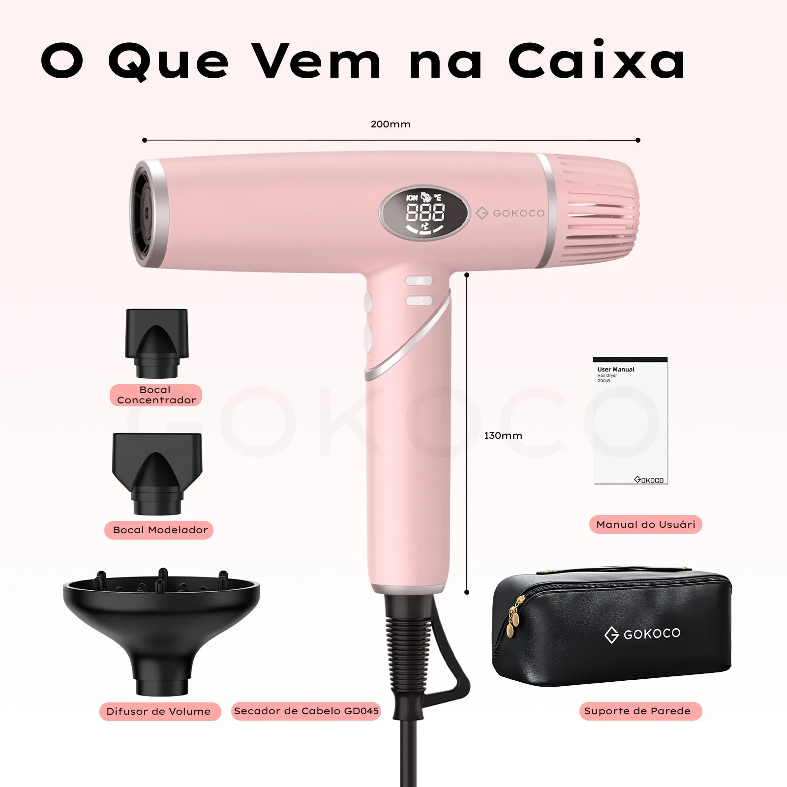 GOKOCO Secador Dobrável Bivolt | Leve, Compacto e Secagem Rápida