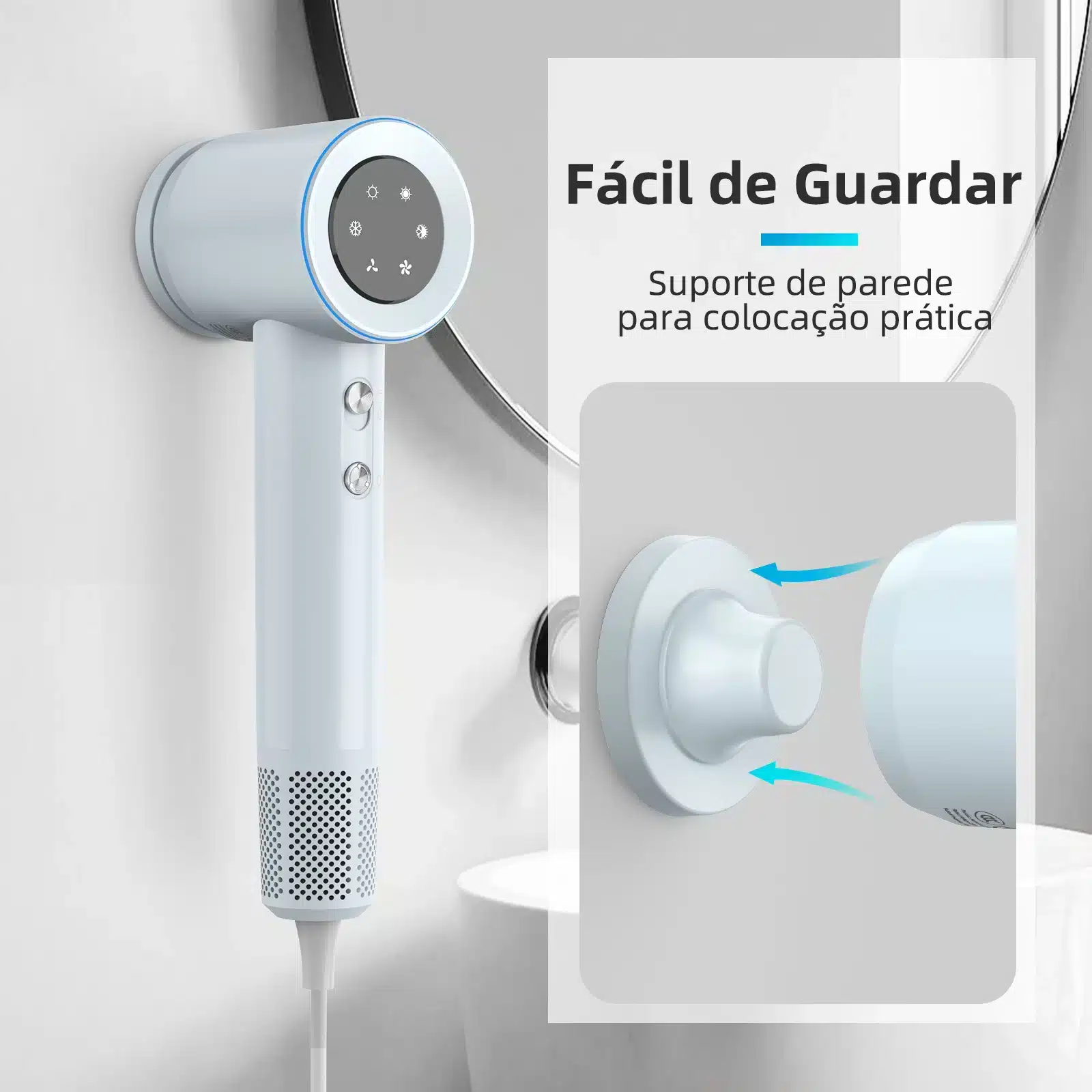 GOKOCO Secador de Cabelo | Alta Velocidade Profissional 1500W, Secagem Rápida e Íons Negativos